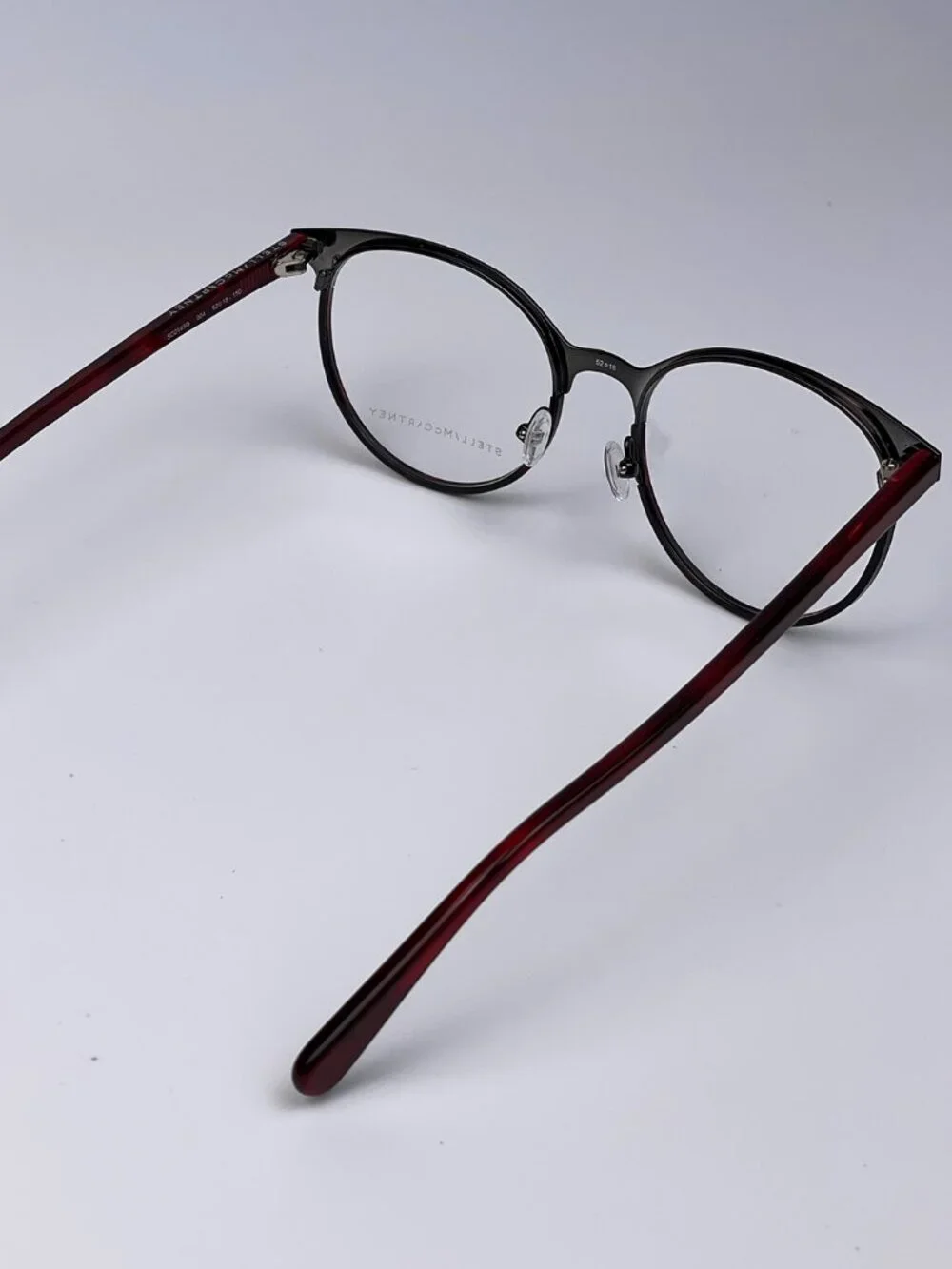 STELLA MCCARTNEY SC0145O 004 RUTHENIUM HAVANA BURGUNDY OVAL EYEGLASSES